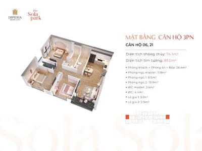 Bán 3PN-76m-5.05 tỷ- imperia Sola Park-kđt Vinhomes Smart City