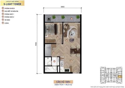 Bán căn 1PN+/49m2 S-Light Tower - Giá full 2,358 tỷ