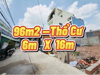 Bán lô đất- 6m x 16m- 96m2 thổ cư- gần chợ đầu mối-hóc môn