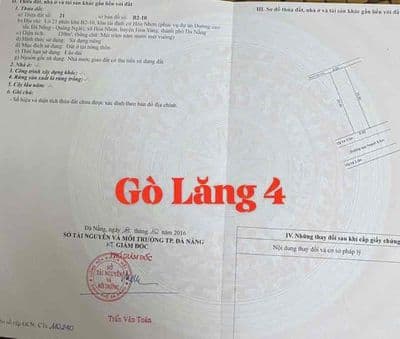 Bán lô đất đường Gò Lăng 4, Hoà Nhơn, Hoà Vang, Đà Nẵng. DT: 150m2