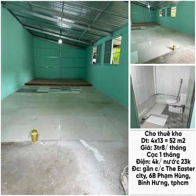 cho thuê kho 52m2 gần chung cư 6B Phạm Hùng, Bình Hưng, tphcm