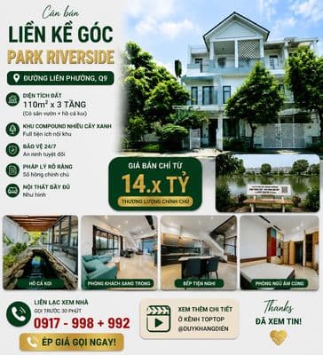 Bt mini park riverside full nt - sân vườn hồ cá koi - 4pn 4wc - 3 tầng