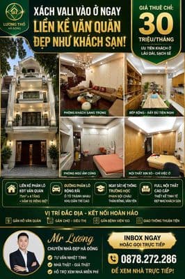 Chính chủ cho thuê liền kề phân lô văn quán – 75m² full đồ cực đẹp