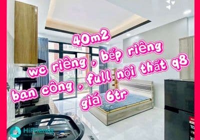 Chdv 40m2 chĩ 6tr đường tạ quang bữu q8 full nội thất