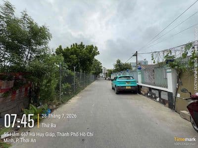 Đất 5x21,5m. Hẻm xe hơi thông 1 sẹc Hà Huy Giáp gần Ngã Tư Ga