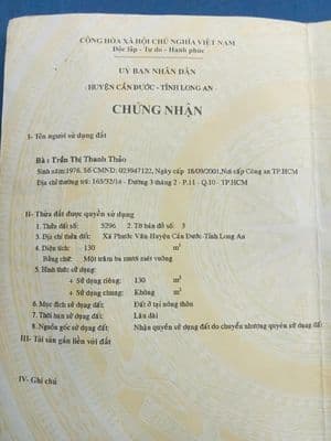 Bán đất vị trí đẹp tại xã phước vân, huyện cần đước, tỉnh long an