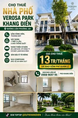 Nhà nt văn phòng - verosa khang điền - liên phường q9 -3 tầng sân ô tô