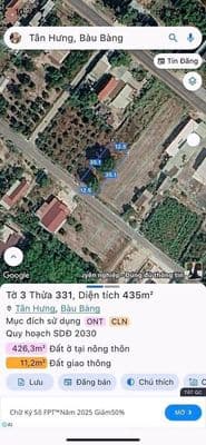 Bán đất Tân Hưng 58, Bàu Bàng, Bình Dương - 2.09 tỷ