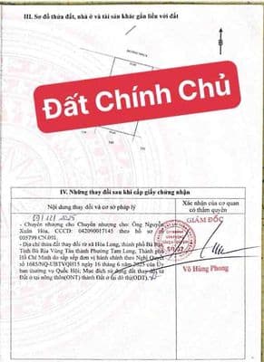 Chính Chủ Bán Đất Phường Tam Long Thành Phố Hồ Chí Minh Bà Rịa Cũ