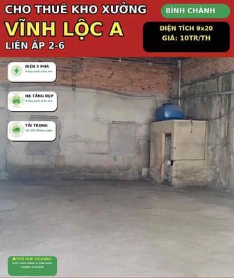 𝐊𝐇𝐎: 9x20 10tr/th, tải 10T, Liên ấp 2-6, Vĩnh Lộc A, Bình Chánh