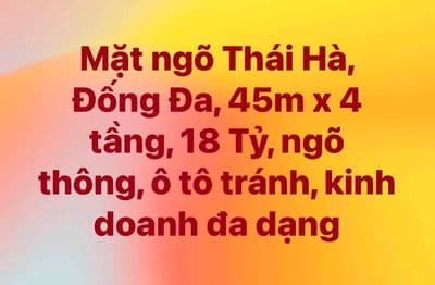 Nhà mặt ngõ Thái Hà, Đống Đa, ô tô tránh, kinh doanh