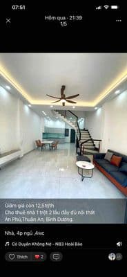 nhà 1 trệt 2 lầu An Phú, đầy đủ nội thất,4p ngủ,đường 7m