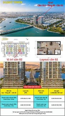 S-light tower căn 2pn/59m2 tầng 8 giá 2.835 tỷ - hòa xuân - đà nẵng