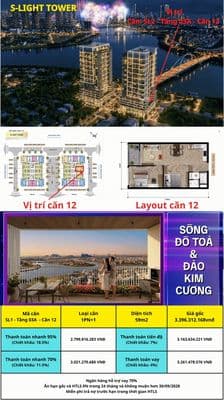 S-light tower căn 2pn/59m2 giá 2.799 tỷ - hòa xuân - đà nẵng
