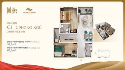 Bán căn 2PN-2WC, Chỉ thanh toán 25% = 496 triệu đến khi nhận nhà