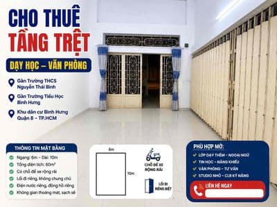 cho Thuê Tầng Trệt Dạy Học