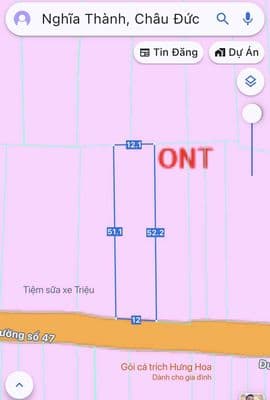 Bán Đất Để Xây Nhà Trọ Gần KCN Sonadezi Châu Đức ( 12X52m ) Có Thổ Cư