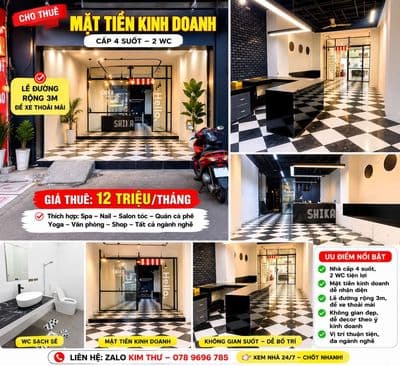 Mặt tiền kinh doanh – không gian đẹp, có sẵn setup – 12 triệu
