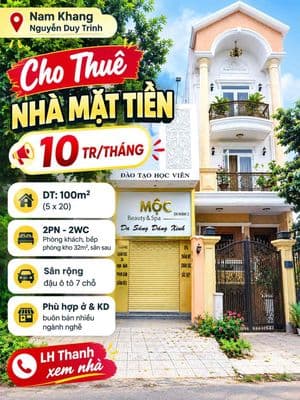 (10tr) Cho thuê căn nhà mặt tiền 100m2 - Nam Khang Nguyễn duy Trinh