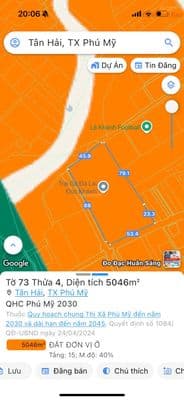 Bán đất( chính chủ ) 5046m2 tại Tân Hải, Phú Mỹ, 29,8 tỷ VND