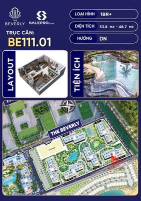 Căn hộ cao cấp The Beverly Vinhomes Grand Park, 1pn 55m2, view CV