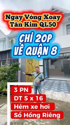 Nhà 1lầu hẻm xe hơi, 80m2, ngay vòng xoay Tân Kim, QLo50