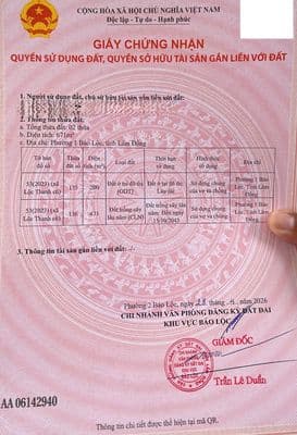 Bán đất mặt tiền đường nhựa phường 1 thành phố Bảo Lộc