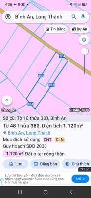 1.119m² đất bình an | cách sân bay long thành khoảng 5km