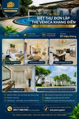 Bt đơn lập venica khang điền - view sông thoáng mát - nt cao cấp mới