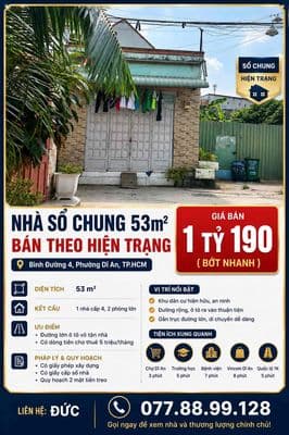 Nhà Bình Đường 4 hẻm xe hơi SC 53m2