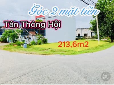 Lô góc 2 mặt tiền cần bán _216,3m2_Tân Thông Hội _ Củ Chi