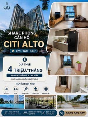 Cần tìm nữ share phòng căn hộ citi alto
