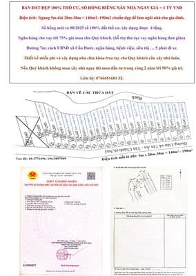 Bán đất đẹp 100% thổ cư, sổ hồng riêng xây nhà ngay giá < 1 tỷ vnđ