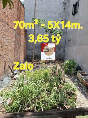 Lô đất thổ cư 70m²- 5x14m-ngay chợ bình thành, bình hưng hòa 3,65đ