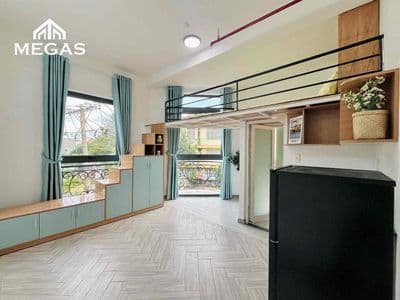 Phòng 2 không gian ngủ ban công đầy đủ nội thất ngay gần đại học VLU