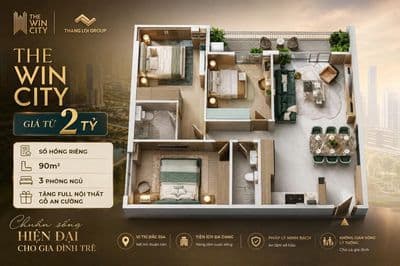 2 tỷ sở hữu căn 3pn the win city – diện tích lên đến 90m2