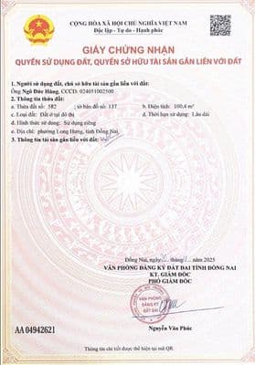 Bán đất Biên Hòa, 1,8 tỷ, 100m2, sổ hồng sẵn
