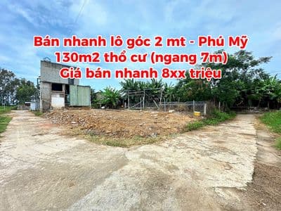 Lô góc 2 mặt tiền phú mỹ – 130m2 full thổ cư – giá chỉ 850 triệu!