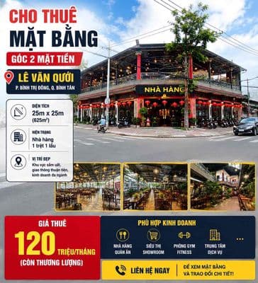 Cho thuê Nhà 2 Góc Mặt Tiền Lê Văn Quới 25 x 25 1 trệt 1 lầu