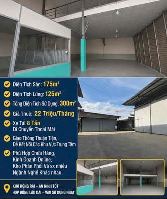 Cho thuê kho Phạm Hùng, 175m² sàn + 125m² lửng – tổng 300m² sử dụng