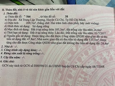 Gia đình bán gấp lô đất >200m2 thổ cư Trung Lập Thượng-Củ Chi-Tp.HCM