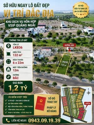 CHỈ 1,2 TỶ Lô Đất Đẹp VSIP – Vị Trí Tốt, Pháp Lý Rõ Ràng