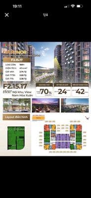 Bán căn hộ 2PN Hòa Xuân 61.3m² view Nam