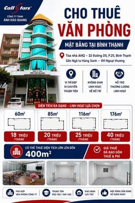 Cho thuê văn phòng 60m2-400m2 – bình thạnh