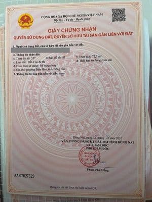 Bán đất thổ cư Tân Hạnh, 72m2, gần Ngã tư Chiêu Liêu