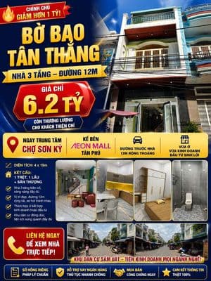 Chính chủ giảm hơn 1 tỷ – nhà 3 tầng bờ bao tân thắng – chỉ 6,2 tỷ