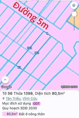 Bán gấp đất sổ hồng riêng thổ cư 100% gần trường tiểu học Tân Phú Ấp 5