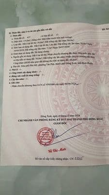 Chính chủ bán lô đất thổ cư thành phố đồng xoài