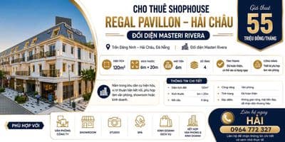 Cho thuê shophouse regal pavillon – hải châu | đối diện masteri rive