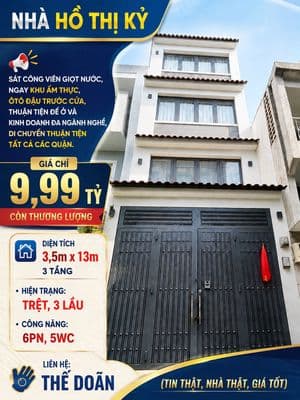Nhà HỒ THỊ KỸ, sát CV Giọt Nước, ngay khu ẩm thực, ôtô đậu trước cửa